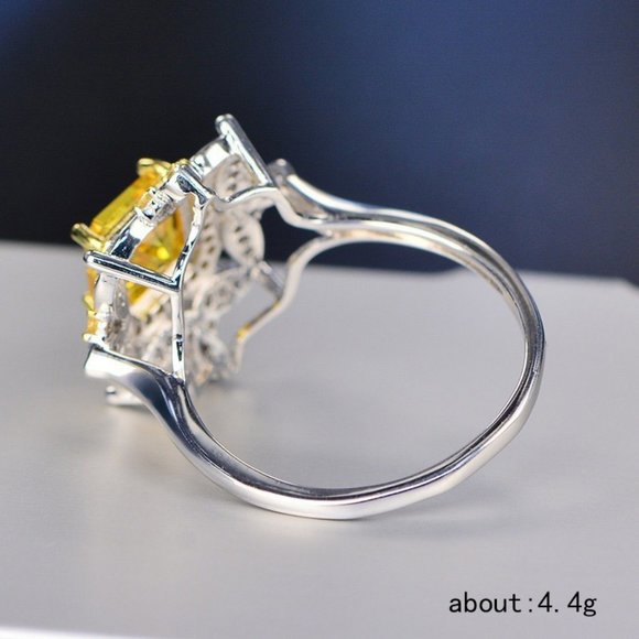*NEW 925 Sterling Silver Citrine Diamond Halo Ring - Picture 3 of 3